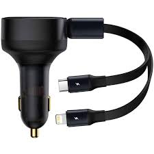 BASEUS ENJOYMENT RETRACTABLE 2-IN-1 CAR CHARGER C+L 30W