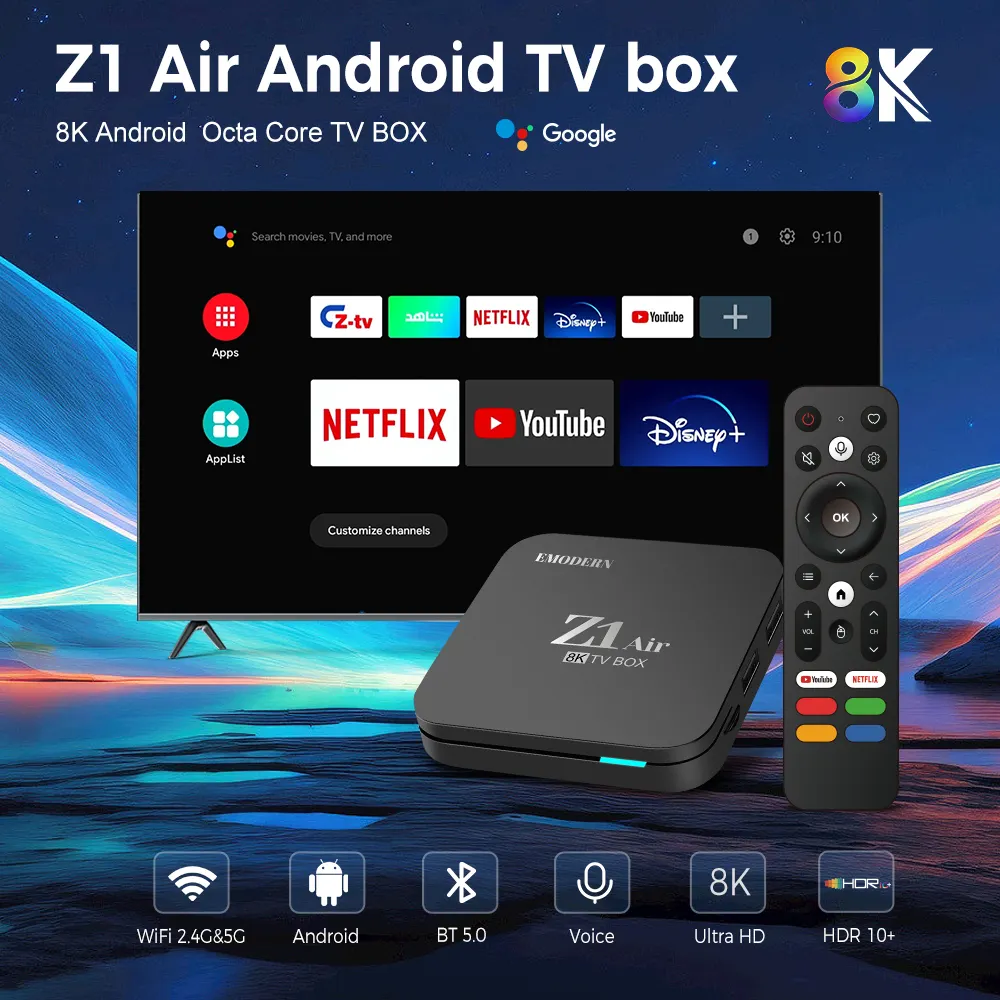 Android TV BOX Z1 air H618 8K Smart set top Android 11 os 2gb 16GB Android TV BOX with voice remote