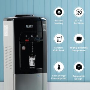 SPJ 16 Litre Water Dispenser, Refrigerator with 16 Liter Cabinet, Hot & Cold Water Dispenser, Convenient 3 Push Taps, Child Safety Lock, Antibacterial Material, WHITE,WDBLR-CN003