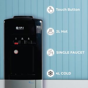 SPJ 16 Litre Water Dispenser, Refrigerator with 16 Liter Cabinet, Hot & Cold Water Dispenser, Convenient 3 Push Taps, Child Safety Lock, Antibacterial Material, WHITE,WDBLR-CN003