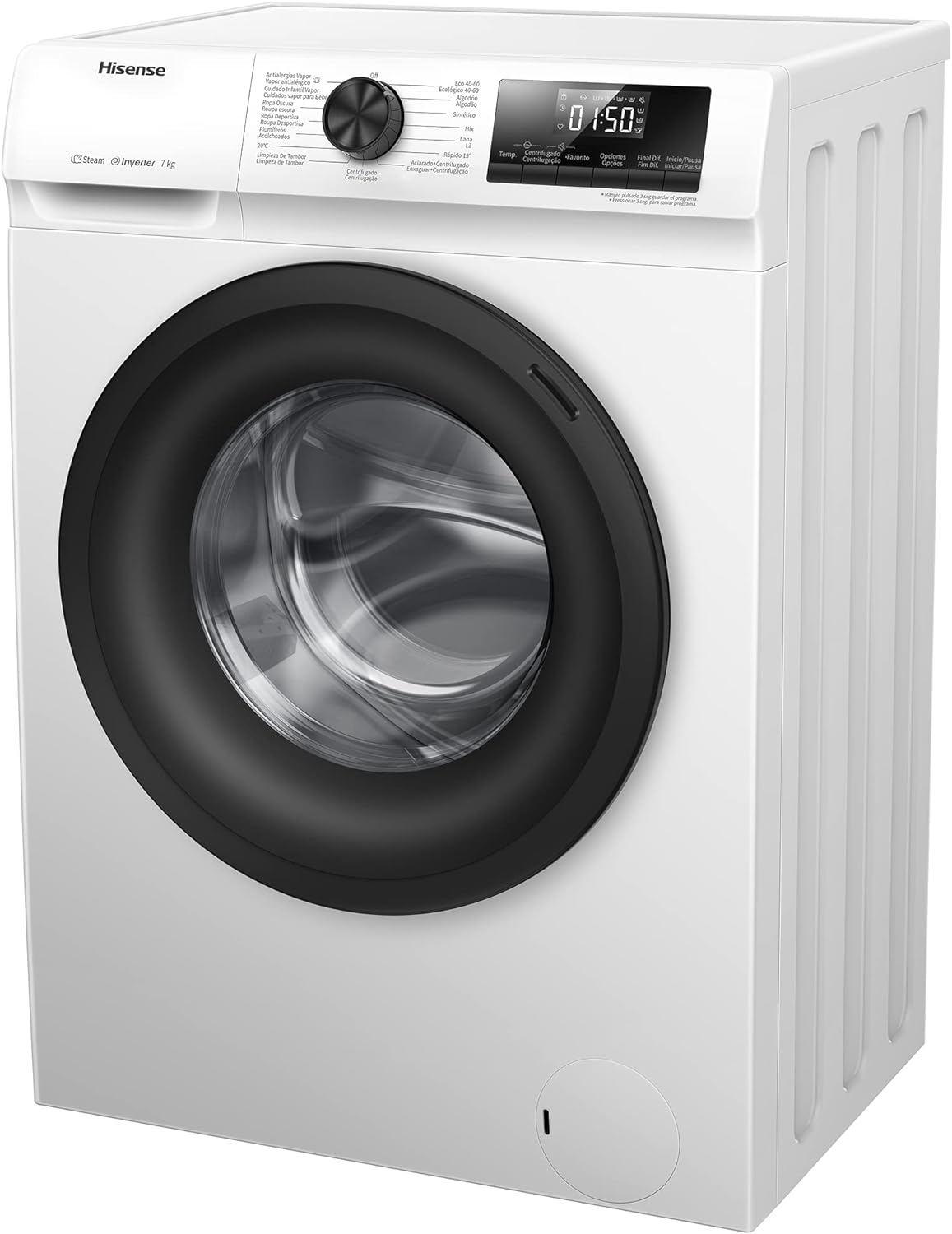 Hisense WFQP7012EVMT 7 Kg Front Load Washing Machine with Inverter Motor, 1200 RPM, White, 1 Year Warranty 