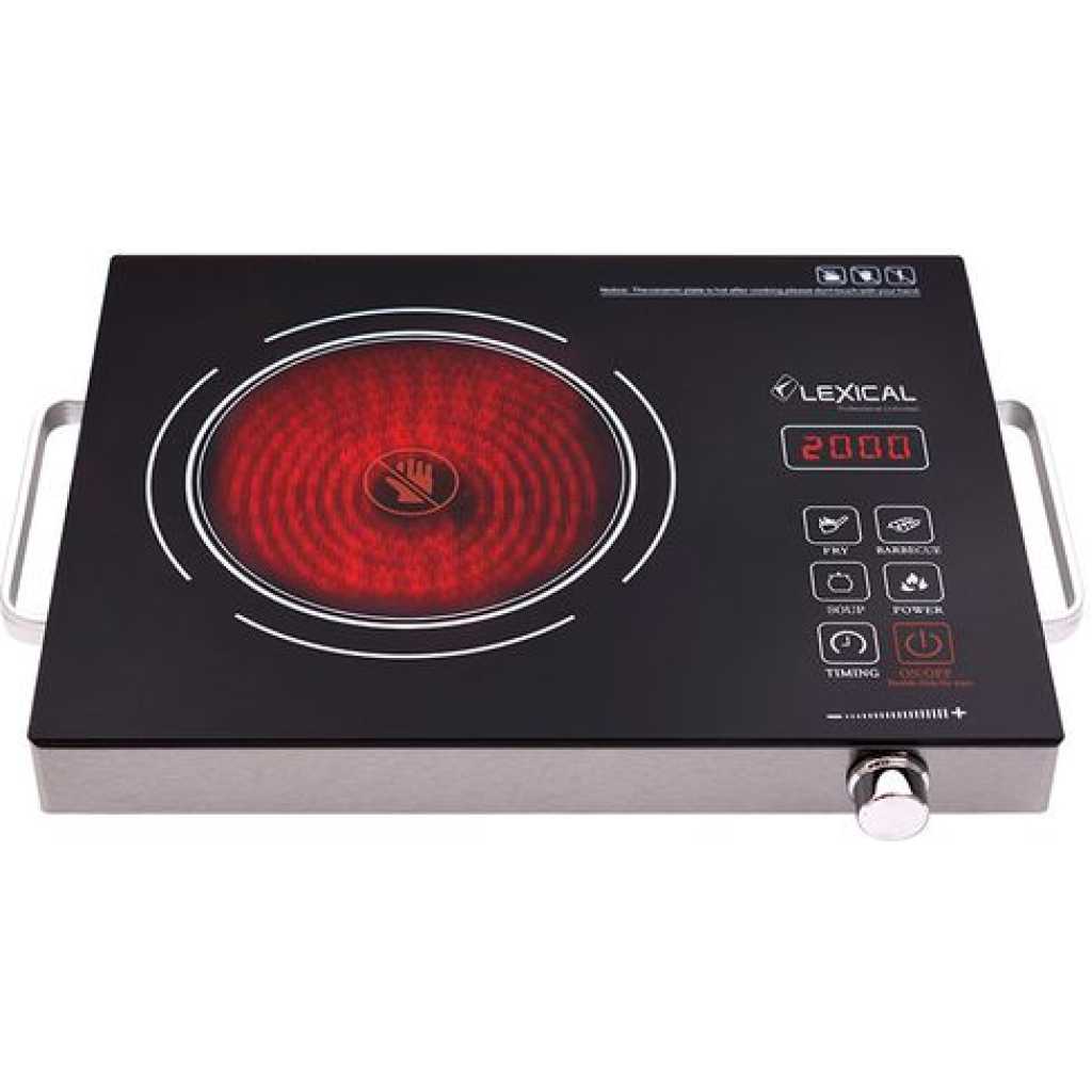 Hoffmans Electric Infrared Cooker Portable Induction Cooker With Crystal Touch Panel -Black