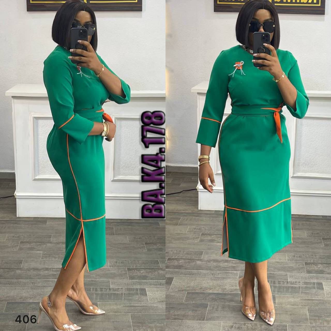 Green Elegant Lace Midi Dress