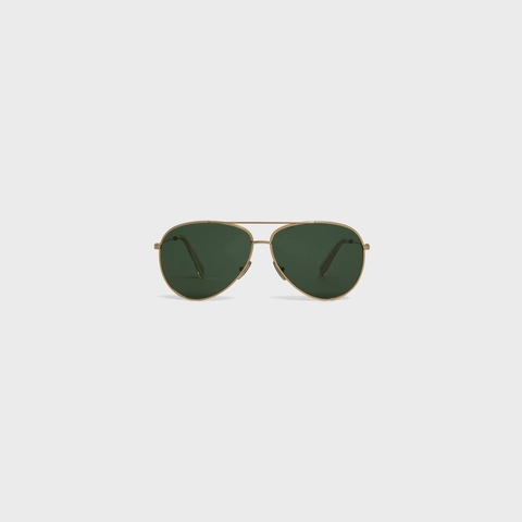 METAL FRAME 02 SUNGLASSES IN METAL WITH MINERAL GLASS LENSES Gold/Green