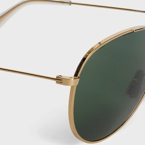 METAL FRAME 02 SUNGLASSES IN METAL WITH MINERAL GLASS LENSES Gold/Green