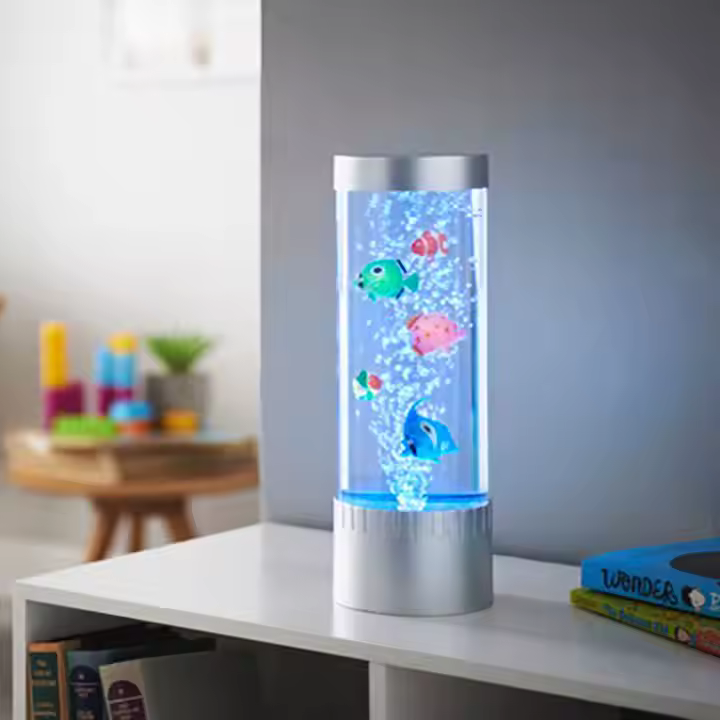 32CM Bubble Fish Artificial Tropical Fish Lamp Aquarium Decorative Lamp with Multi Colored Artificial Fish and Ocean in Motion