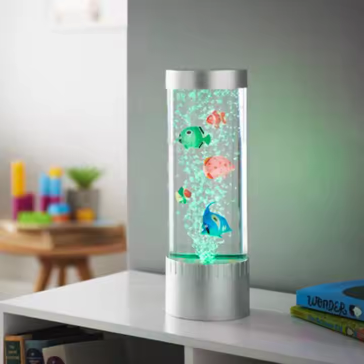 32CM Bubble Fish Artificial Tropical Fish Lamp Aquarium Decorative Lamp with Multi Colored Artificial Fish and Ocean in Motion