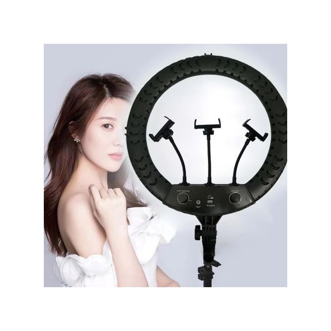 18 Inch Strong 3 Colors Ring Light For Tiktok, Youtube, Live Broadcast - Black