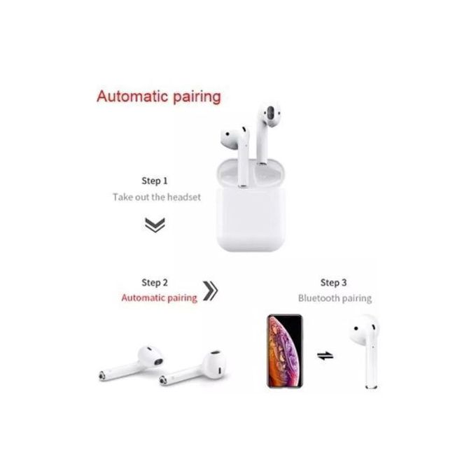 TWS i7s Earbuds True Wireless Bluetooth Headphones In-ear Music Earphone Hands-free with Charging Box Silicone Earphone Case Lanyard - White