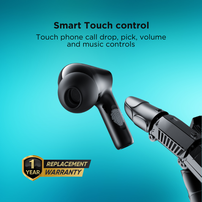 BLACK BassBuds True Wireless (TWS) Earbuds with Mic, 30H Playtime, 1 Yr Warranty