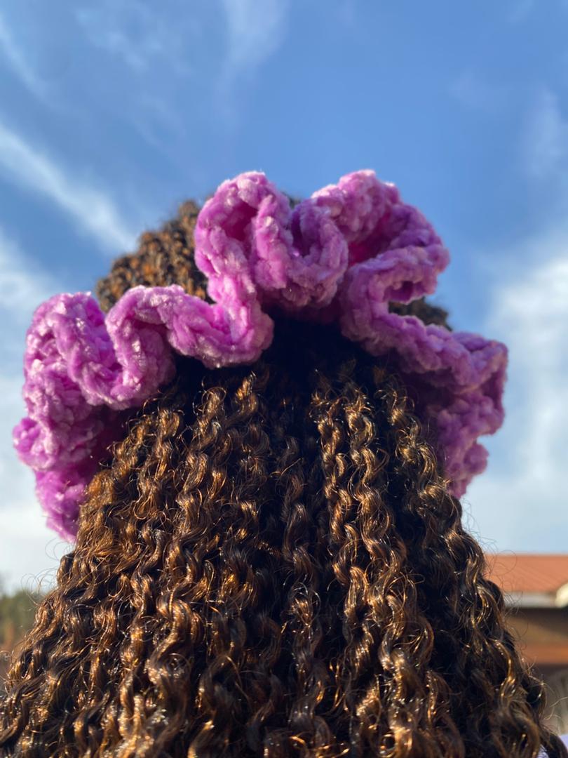 Handmade velvet crochet scrunchies (small)