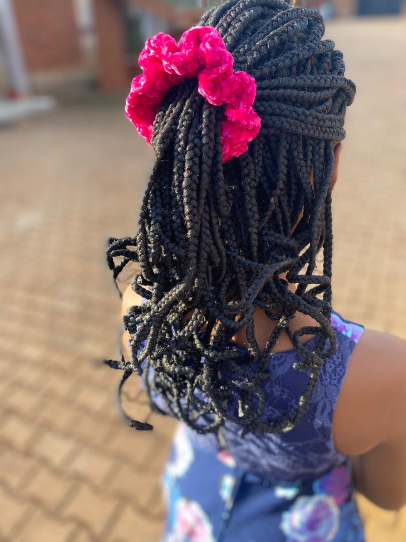 Handmade velvet crochet scrunchies (small)