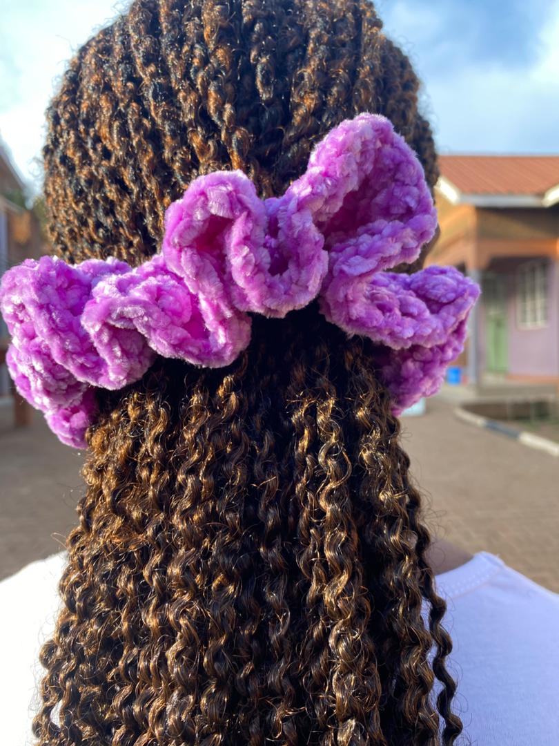 Handmade velvet crochet scrunchies (Large)