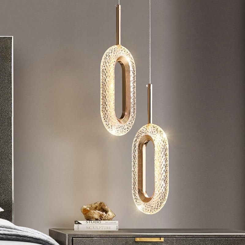 U Shaped LED Pendant Lights Modern Golden Headboard Suspension Lamp Creative Adjustable Cord Kitchen Island 12W Hanging Ceiling Light for Dining Table Hallway Bedroom Fixture