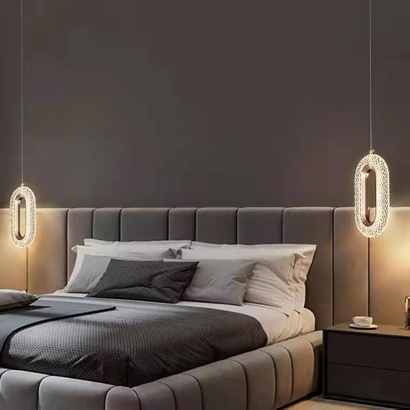 U Shaped LED Pendant Lights Modern Golden Headboard Suspension Lamp Creative Adjustable Cord Kitchen Island 12W Hanging Ceiling Light for Dining Table Hallway Bedroom Fixture