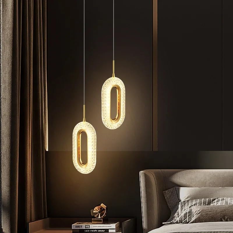 U Shaped LED Pendant Lights Modern Golden Headboard Suspension Lamp Creative Adjustable Cord Kitchen Island 12W Hanging Ceiling Light for Dining Table Hallway Bedroom Fixture