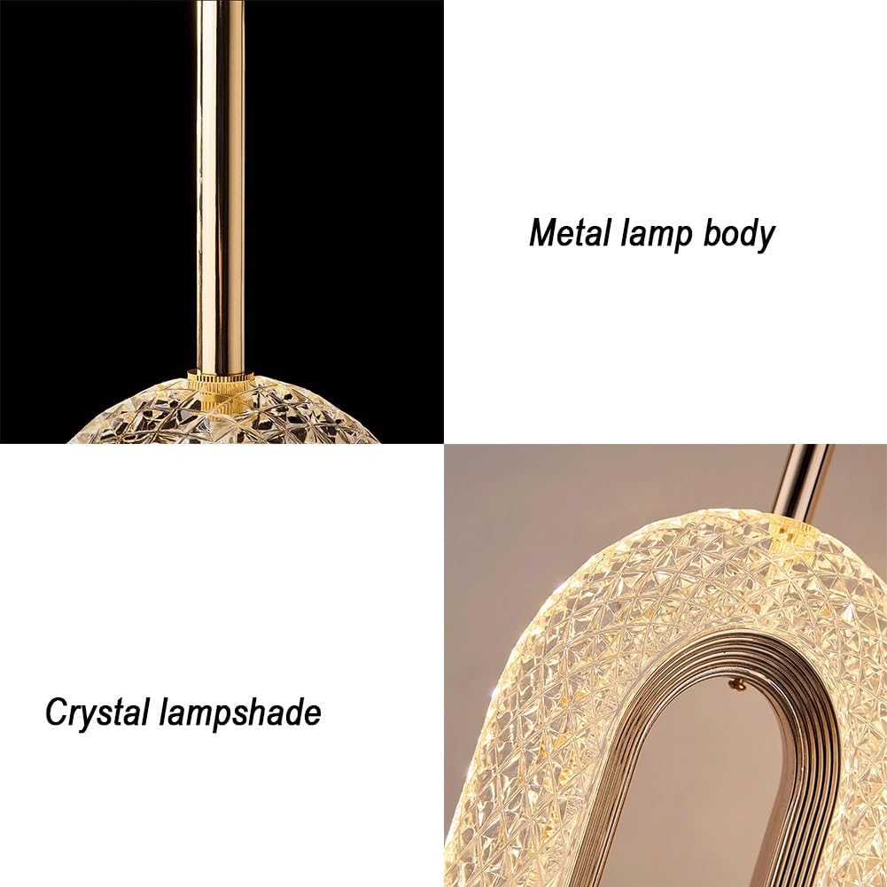 U Shaped LED Pendant Lights Modern Golden Headboard Suspension Lamp Creative Adjustable Cord Kitchen Island 12W Hanging Ceiling Light for Dining Table Hallway Bedroom Fixture