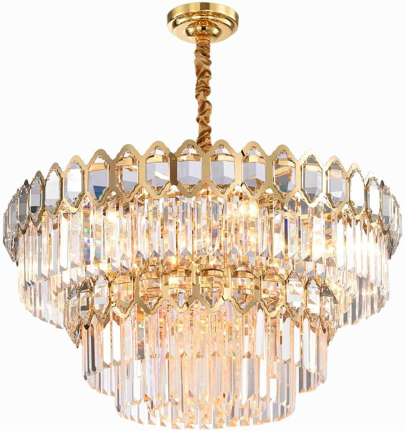  Modern Crystal Chandelier for Living Room Luxury Round Gold Chandeliers Lighting Home Decoration LED Cristal Lamps,Gold,Dia100cm