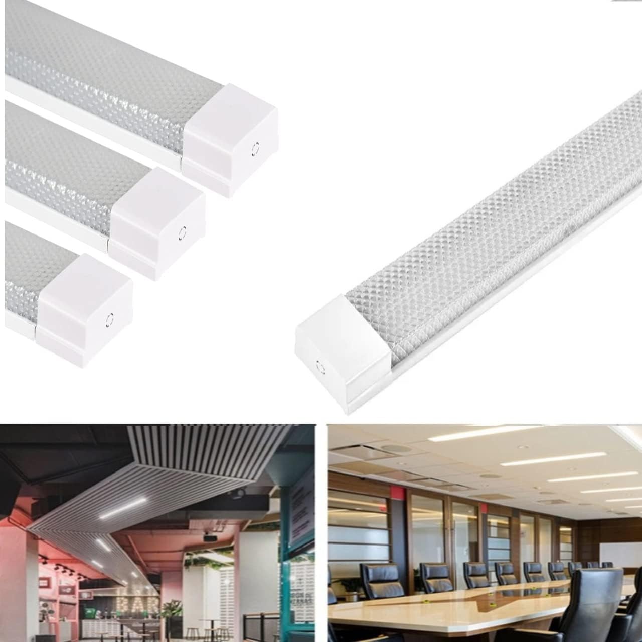 NEXT LIFE LED Dustproof Tube Light, 4FT 100W 6500K, Easy Installed on Ceiling or Wall, Garage Light, Under Cabinet Light, LED Shop Light (Clear,White, 4 Pack)