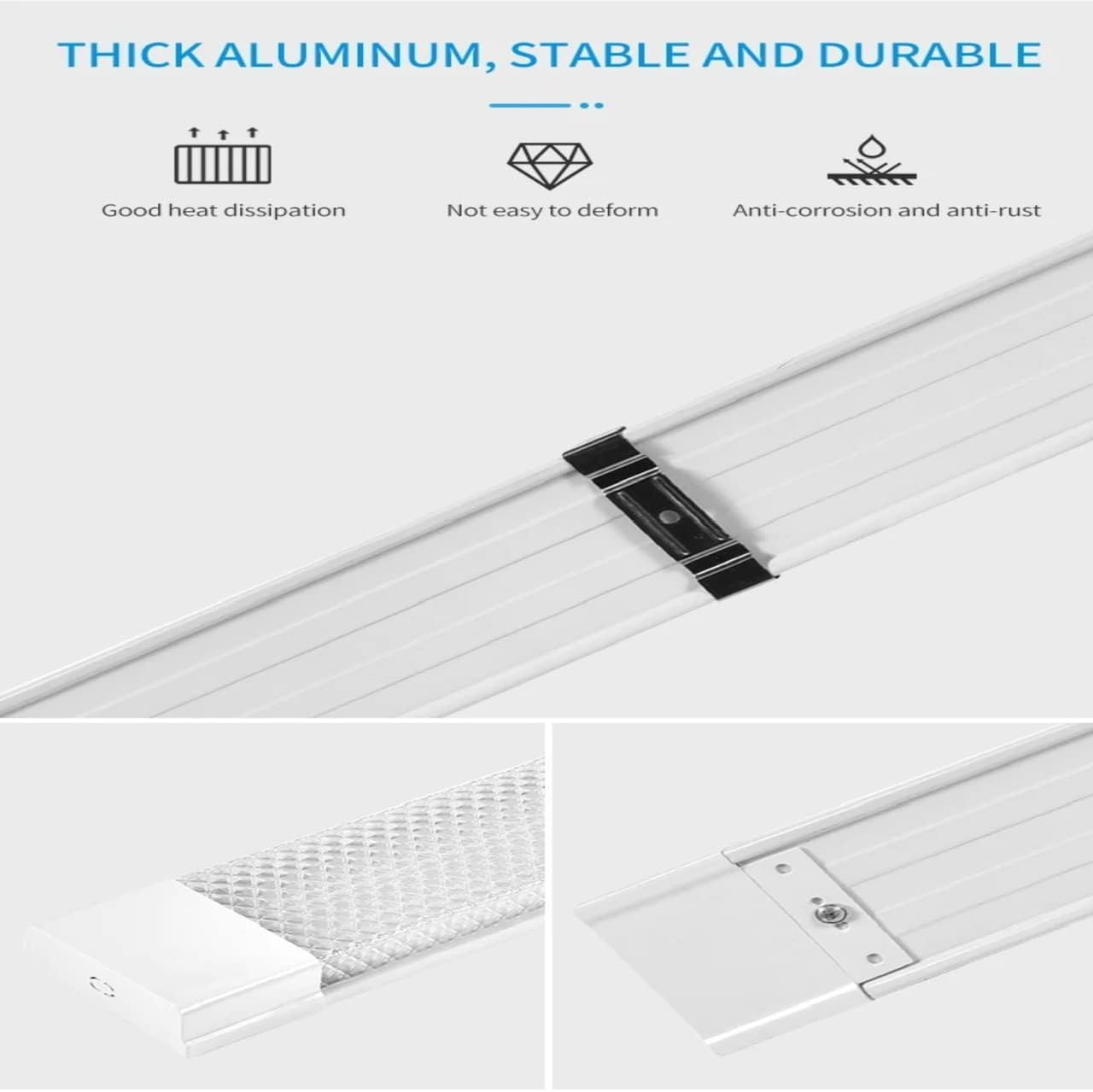 NEXT LIFE LED Dustproof Tube Light, 4FT 100W 6500K, Easy Installed on Ceiling or Wall, Garage Light, Under Cabinet Light, LED Shop Light (Clear,White, 4 Pack)