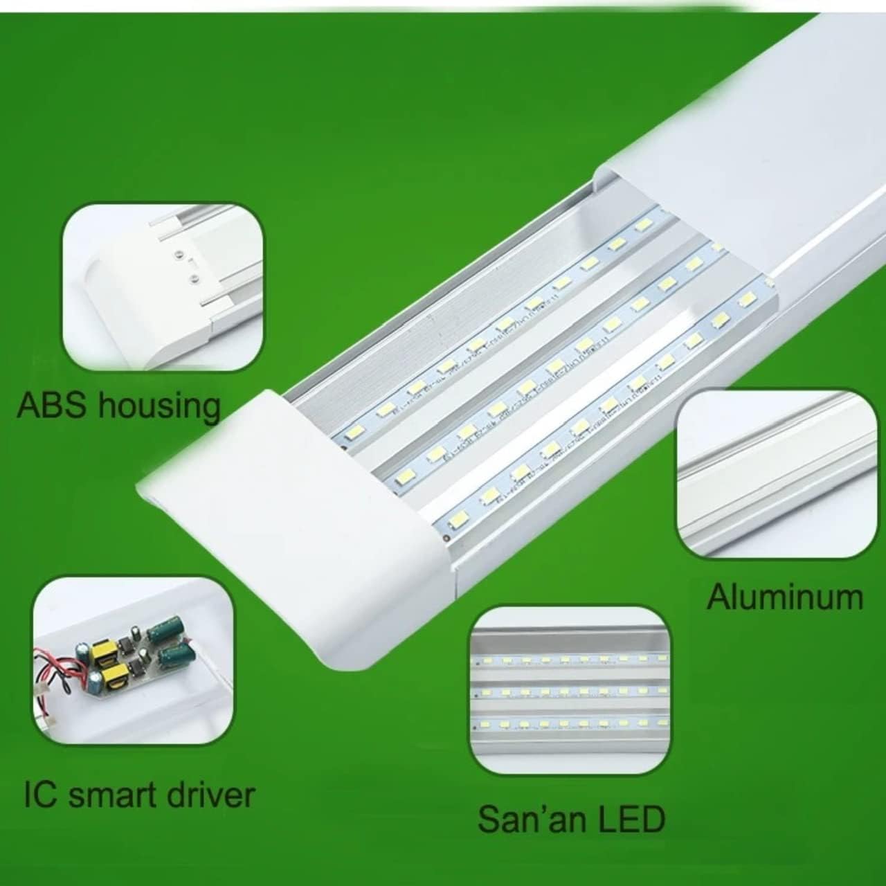 NEXT LIFE LED Dustproof Tube Light, 4FT 100W 6500K, Easy Installed on Ceiling or Wall, Garage Light, Under Cabinet Light, LED Shop Light (Clear,White, 4 Pack)