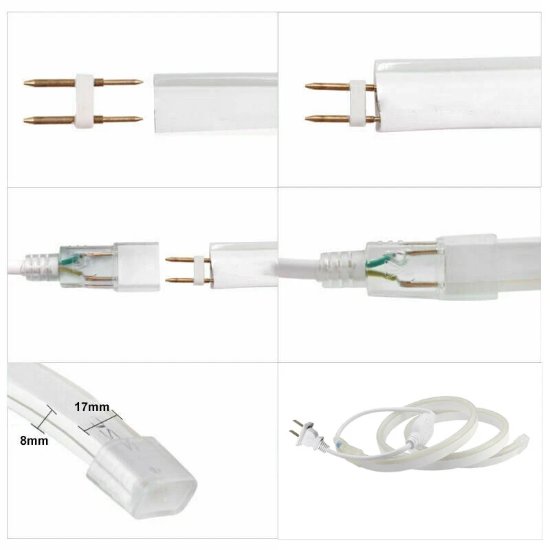 50ft Waterproof Flex LED Neon Rope Light Strip 110V IP67 Home Party Bar Lights