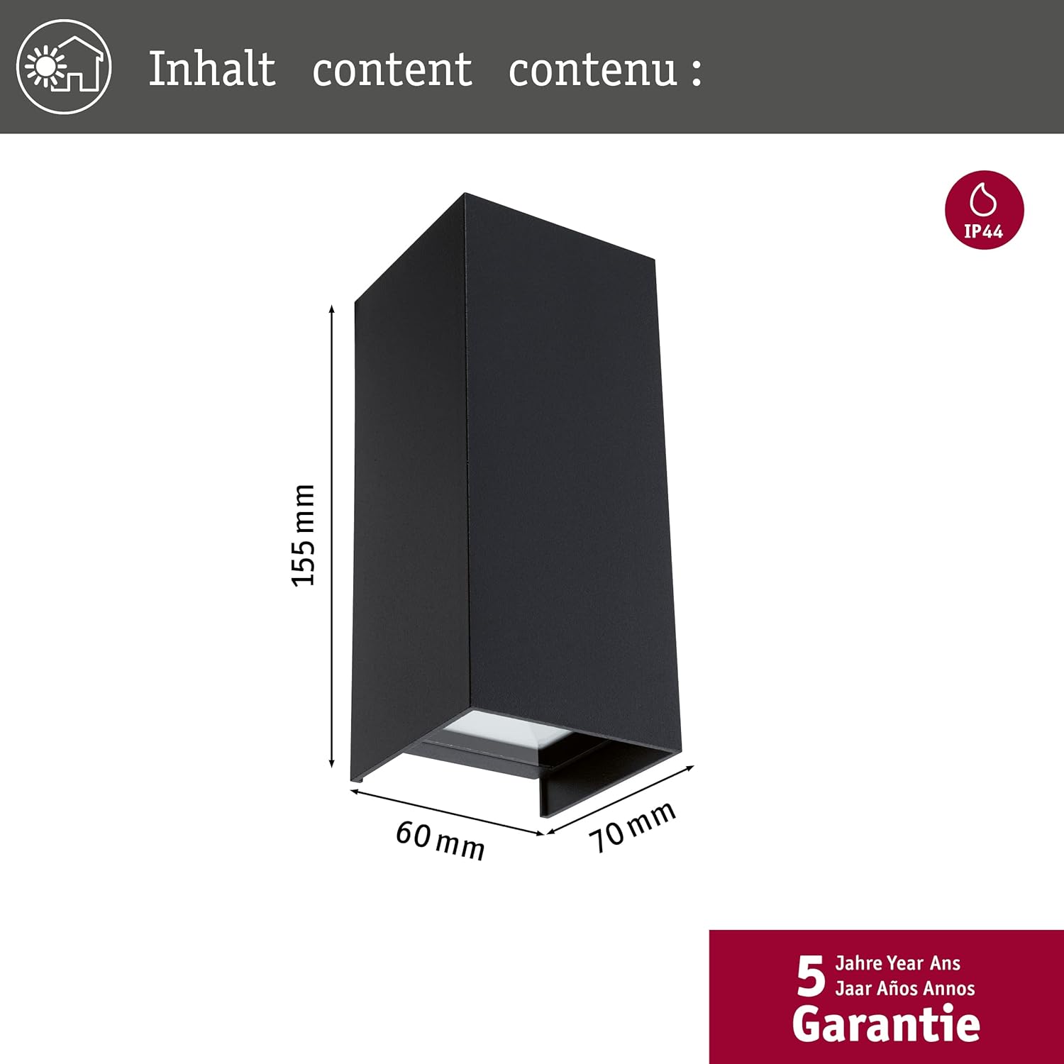 LED Outdoor Light 2-Piece Set Outdoor Wall Light Flame IP65 Warm White Checkered Incl. 2 x 2.8 Watts Outdoor Lighting Anthracite Outdoor Lamp Aluminum Garden Light 3000K