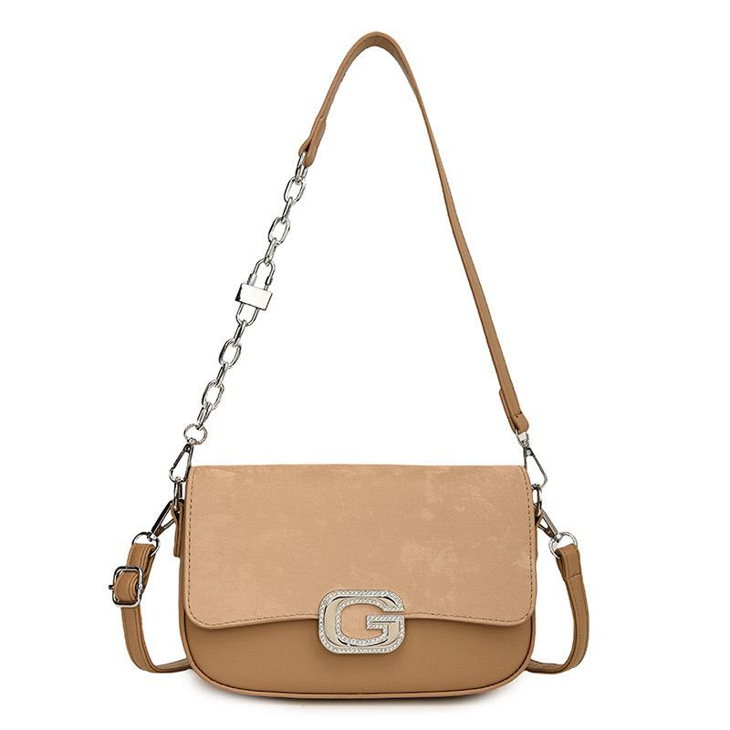 Elegance Luxe Two-Tone Shoulder Bag - light brown