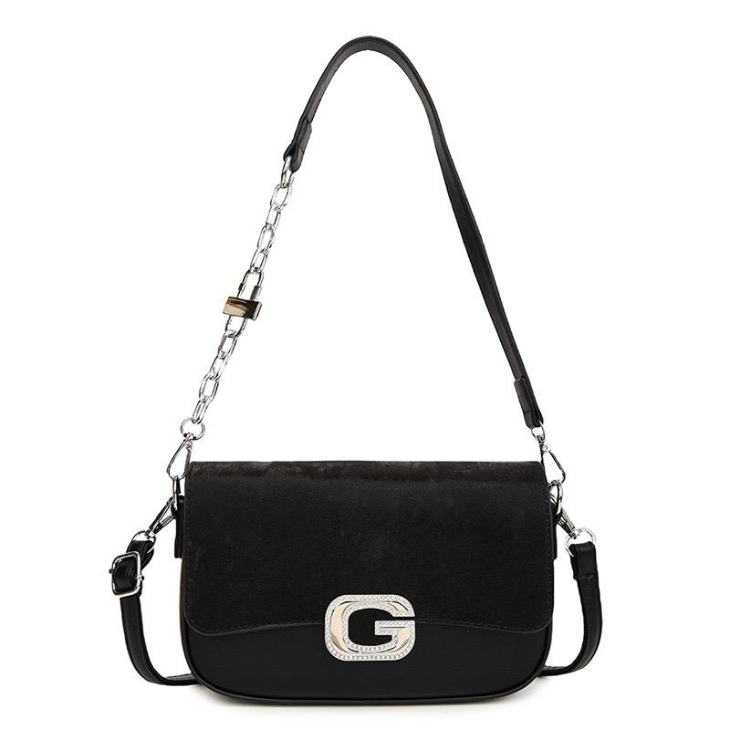 Elegance Luxe Two-Tone Shoulder Bag - black