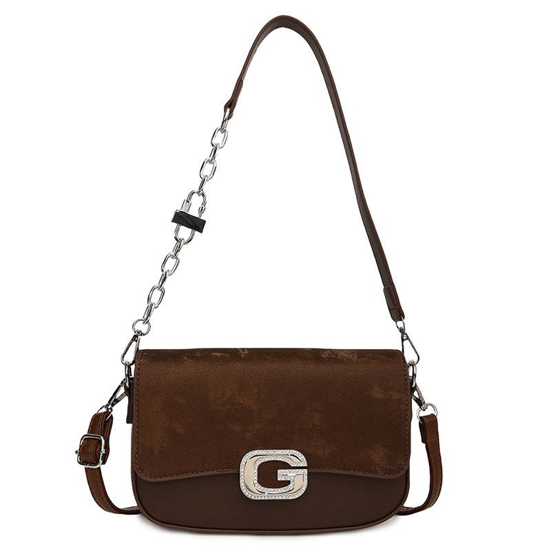 Elegance Luxe Two-Tone Shoulder Bag - Coffee brown