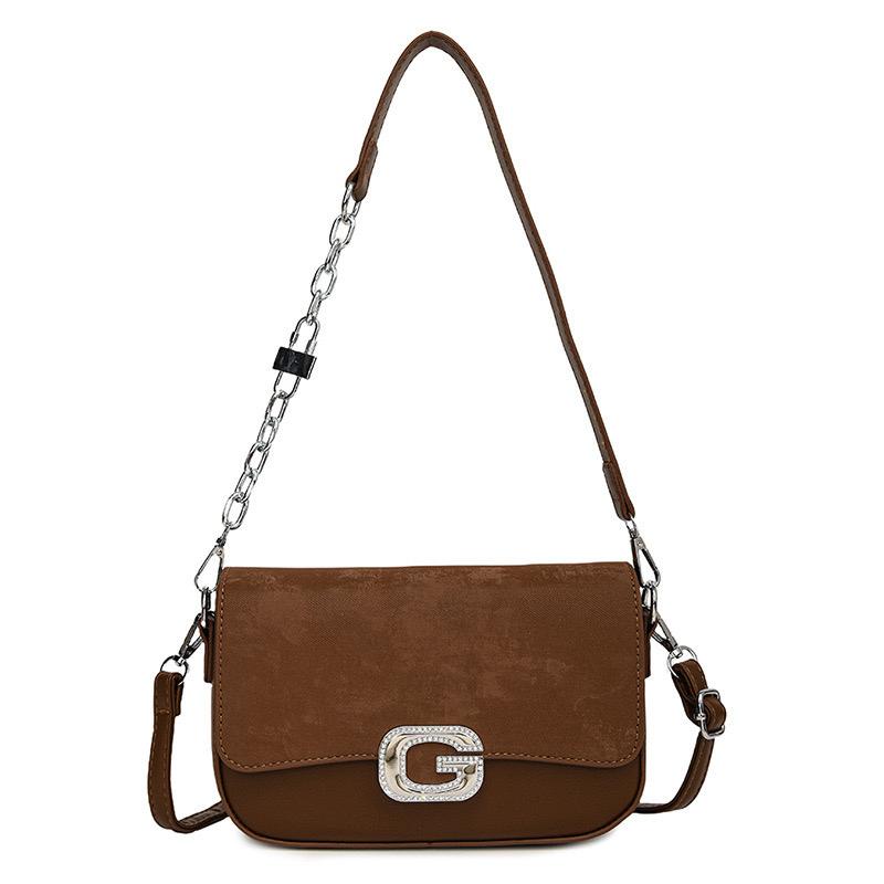Elegance Luxe Two-Tone Shoulder Bag - Dark brown