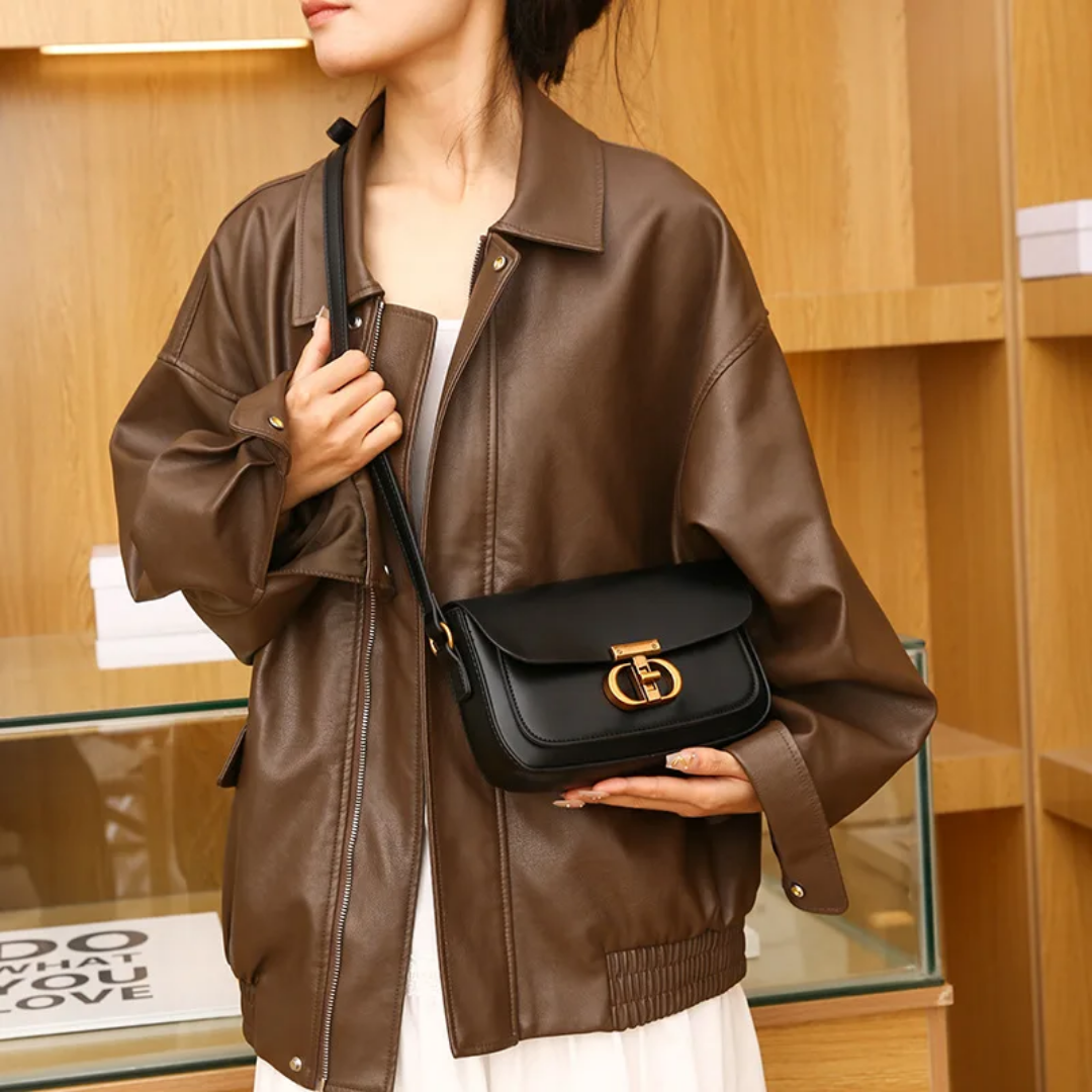 Leather crossbows bag flip buckle chain ladies' daily versatile shoulder bag