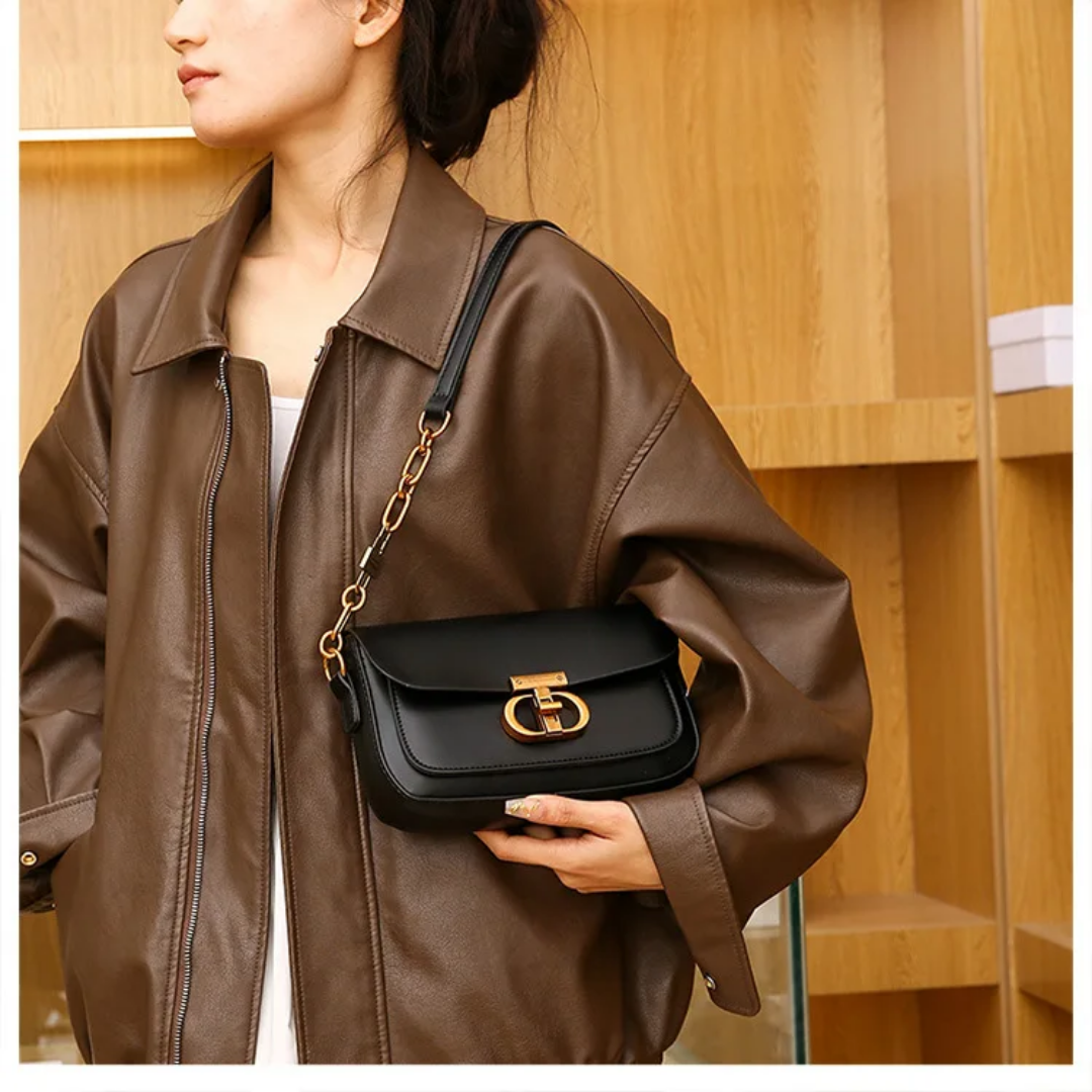 Leather crossbows bag flip buckle chain ladies' daily versatile shoulder bag