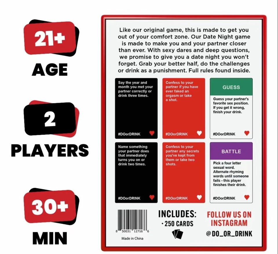 New DO or DRINK Date Night - Couples Games for Adults - Fun Drinking Games