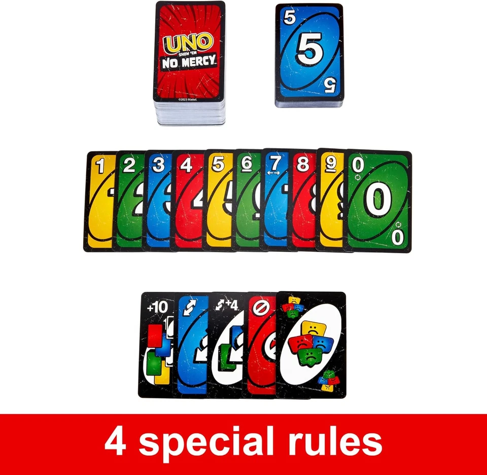 Mattel Games UNO Show ‘em No Mercy Card Game for Kids, Adults & Family