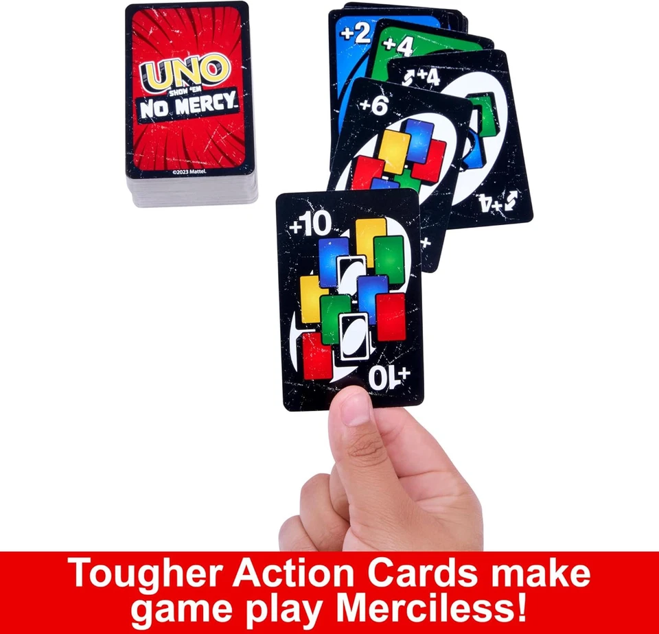 Mattel Games UNO Show ‘em No Mercy Card Game for Kids, Adults & Family