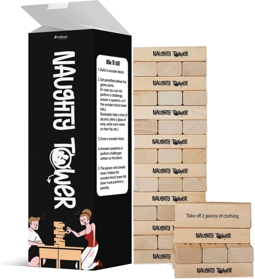 54-Piece Stacking Wooden Block Game for Couples – Fun Relationship Challenges