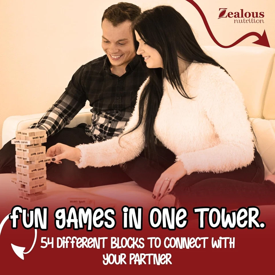54-Piece Stacking Wooden Block Game for Couples – Fun Relationship Challenges