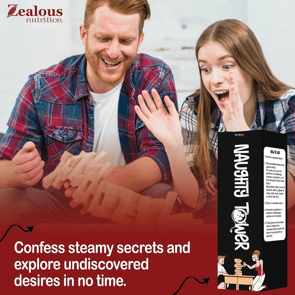 54-Piece Stacking Wooden Block Game for Couples – Fun Relationship Challenges