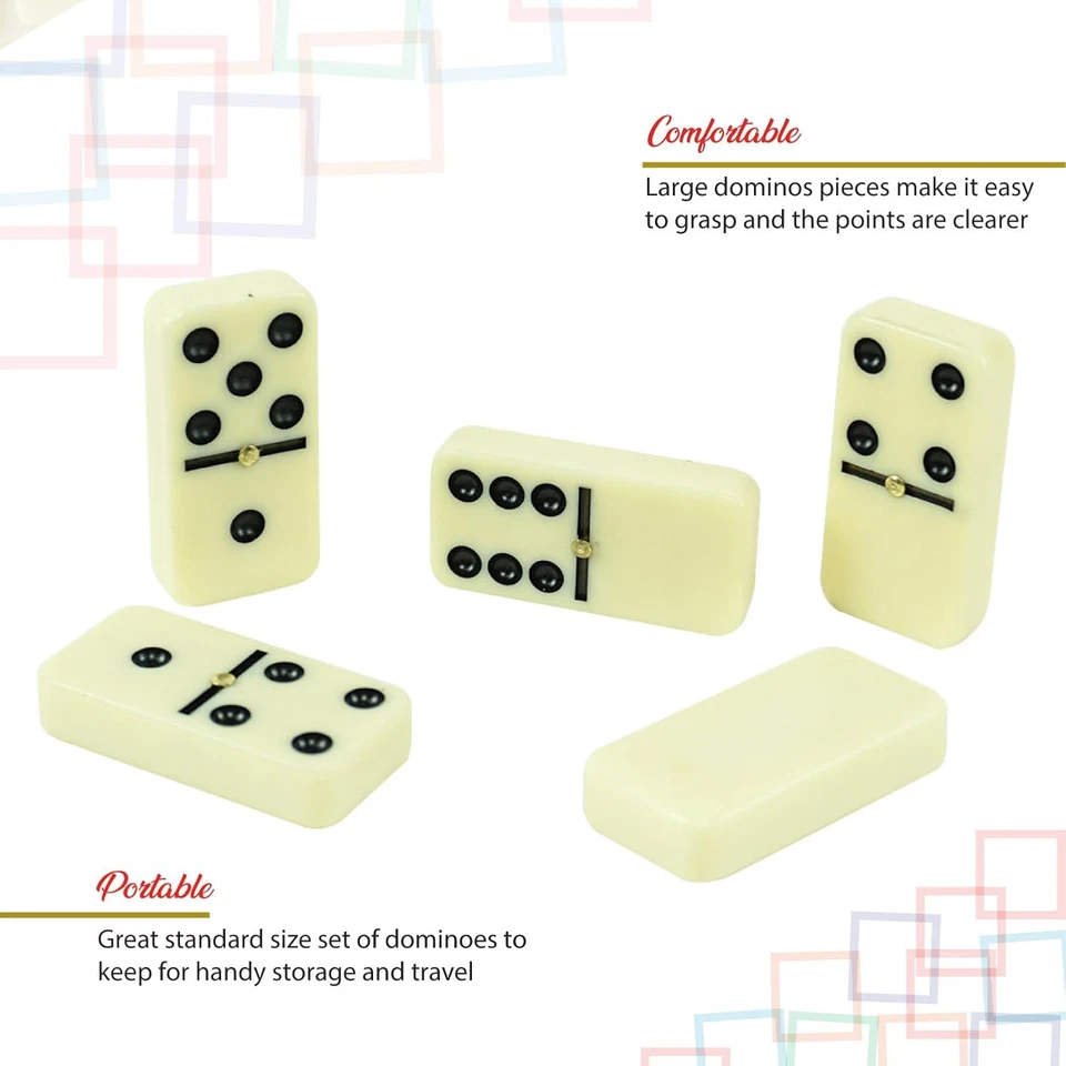 Double 6 Dominoes Set, Classic Domino Game with Leather Case, Domino S
