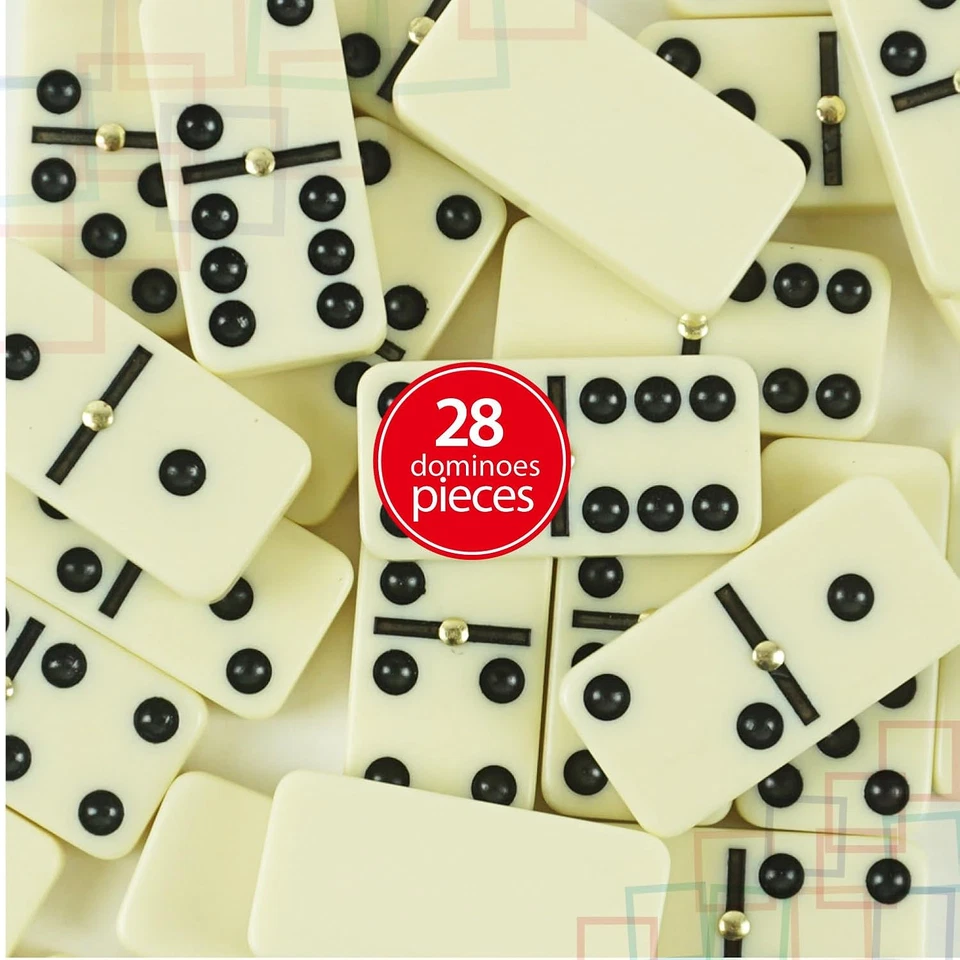 Double 6 Dominoes Set, Classic Domino Game with Leather Case, Domino S