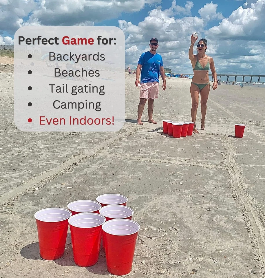 Durable Outdoor Giant Yard Beer Pong - Indoors/Outdoors with Carrying Case