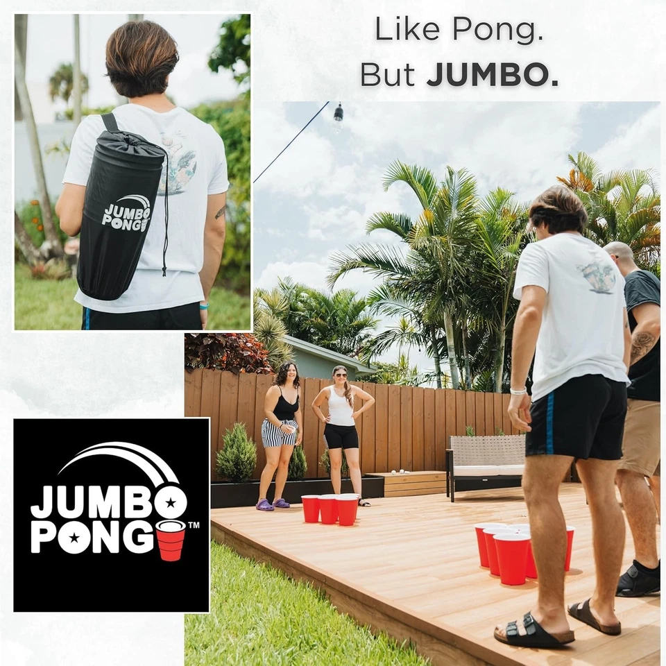 Durable Outdoor Giant Yard Beer Pong - Indoors/Outdoors with Carrying Case