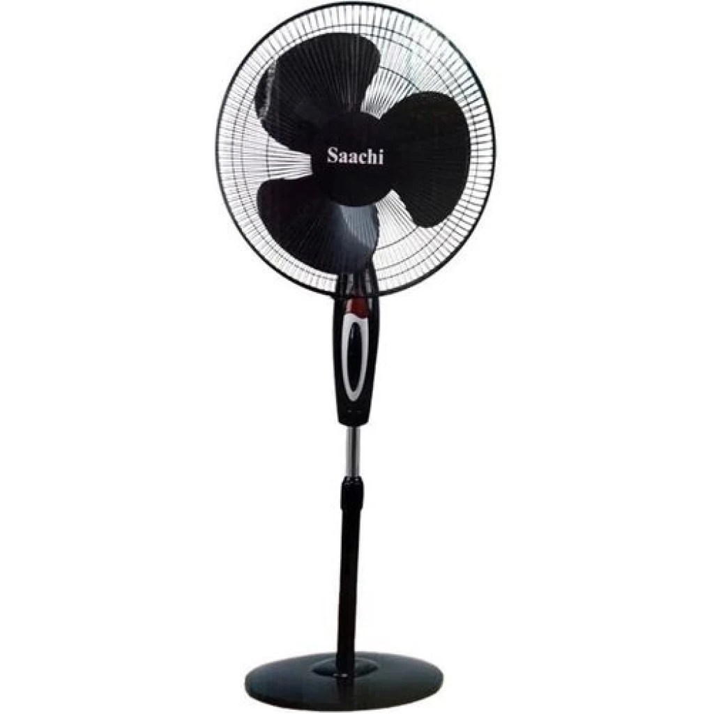 Saachi 16 Inch Stand Fan With Adjustable Height Plastic Blades And A Powerful Motor-Black