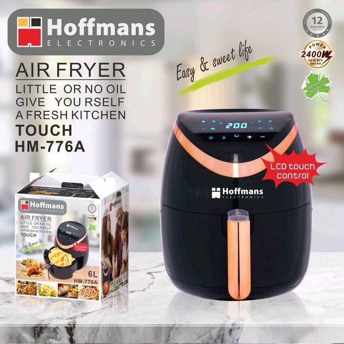 Hoffmans Digital Air Fryer &ndash; 6L, 2400W with LCD Touch Control - Black