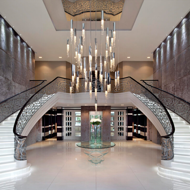 Post-modern Light Luxury Crystal Restaurant Lamp Simple Duplex Building Combination Spiral Stairwell bar Chandelier