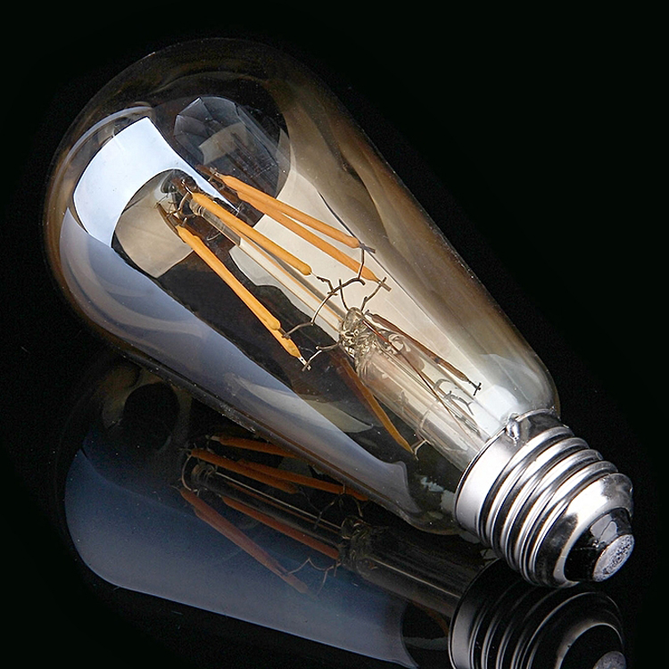 Vintage Amber Glass ST19 LED Light Bulb, Dimmable 40W Replacement Led Filament Bulb Warm Candle, Medium Base