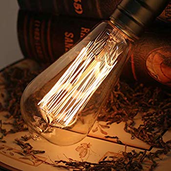 Vintage Amber Glass ST19 LED Light Bulb, Dimmable 40W Replacement Led Filament Bulb Warm Candle, Medium Base