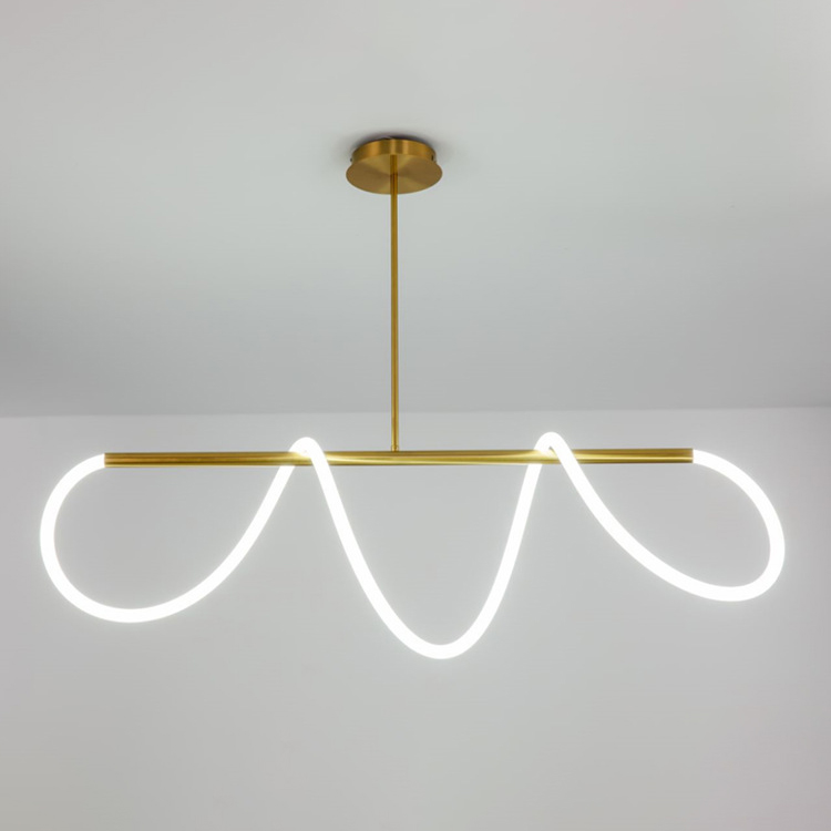 America Nordic Indoor Modern LED Pendant Lamp Golden Chandelier with Adjustable Height and Dimmable Lighting for Home