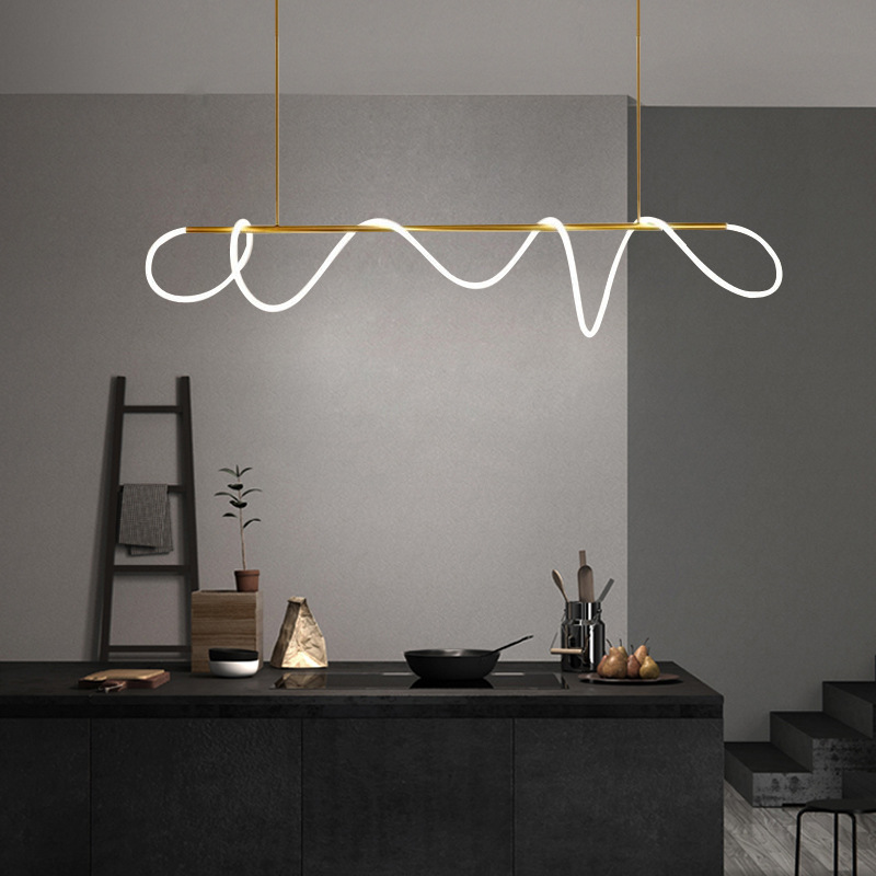 America Nordic Indoor Modern LED Pendant Lamp Golden Chandelier with Adjustable Height and Dimmable Lighting for Home